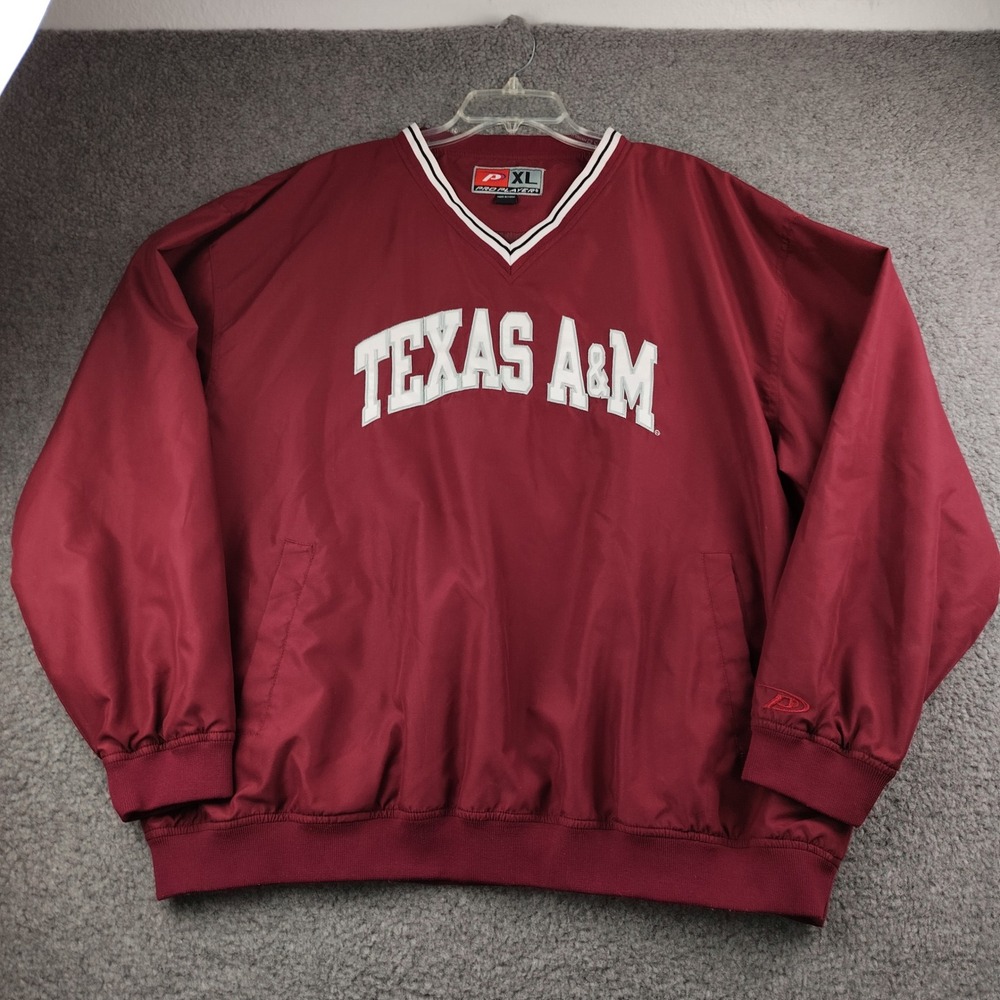 VTG Pro Player Texas A&M Aggies Windbreaker Pullover Mens XL Maroon V-Neck